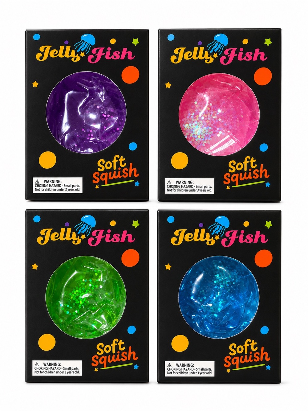 PICK ONE! NIB Soft Squish Jellyfish-Purple, Pink, Green & Blue
